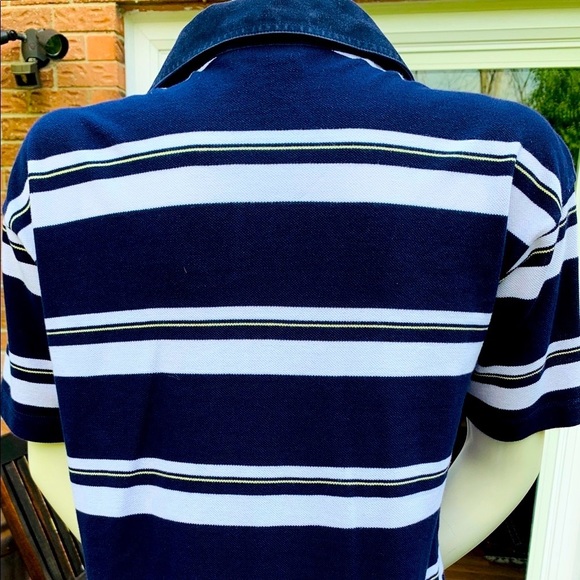 Lacoste marine style woman polo shirt navy blue cotton white striped Logo Eur 40 - Picture 12 of 16